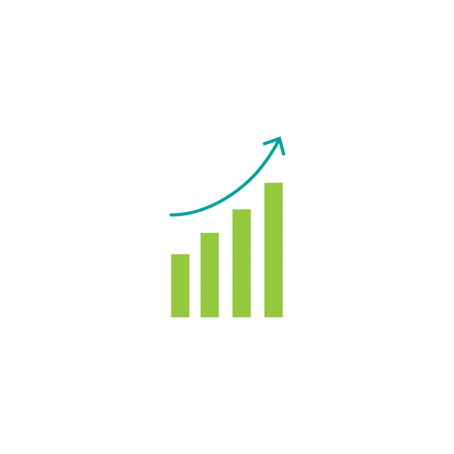 Icon featuring a graph representing most ACMs having exceeded their estmated product lifespaned and degraded ACMs