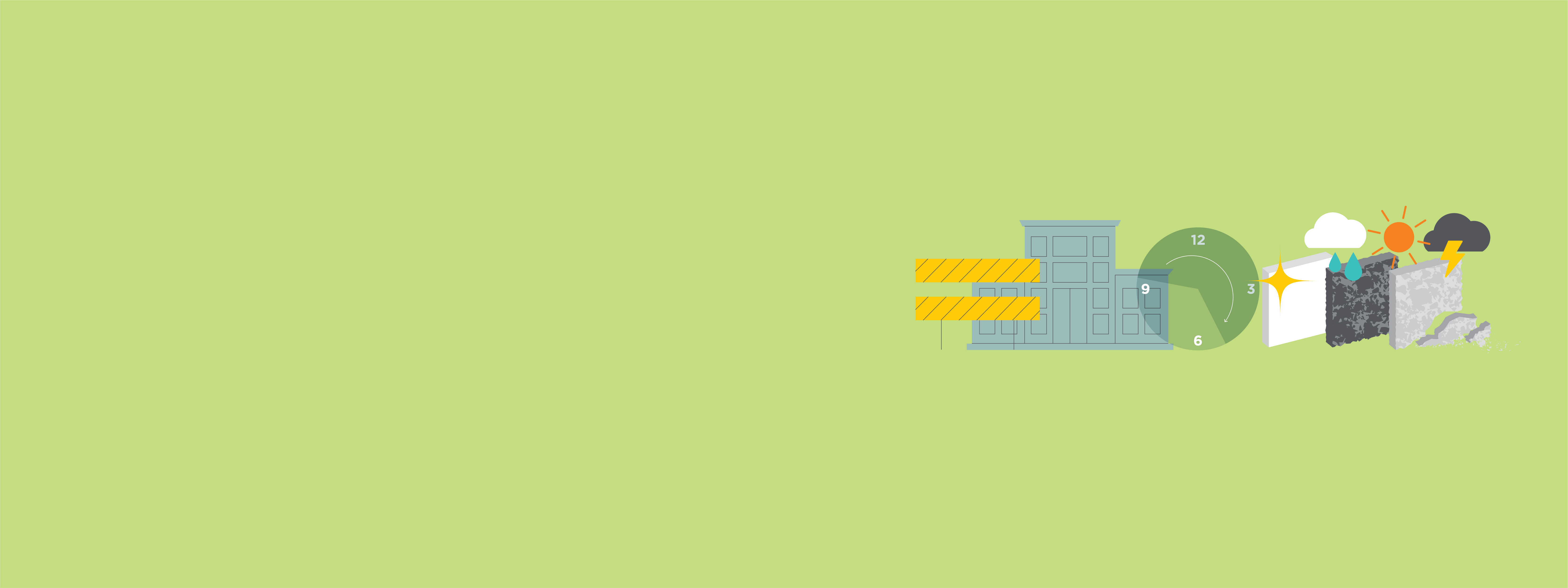 Banner image featuring icons that represent condition, disturbance potential, building rating and friability – the 4 factors that lead to an ACM's overall risk rating