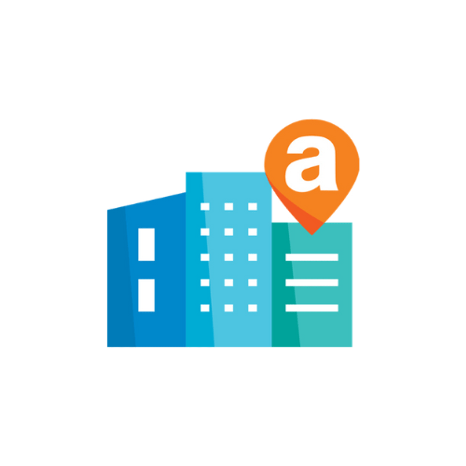 Icon of buildings with 'A' in location pin to represent asbestos